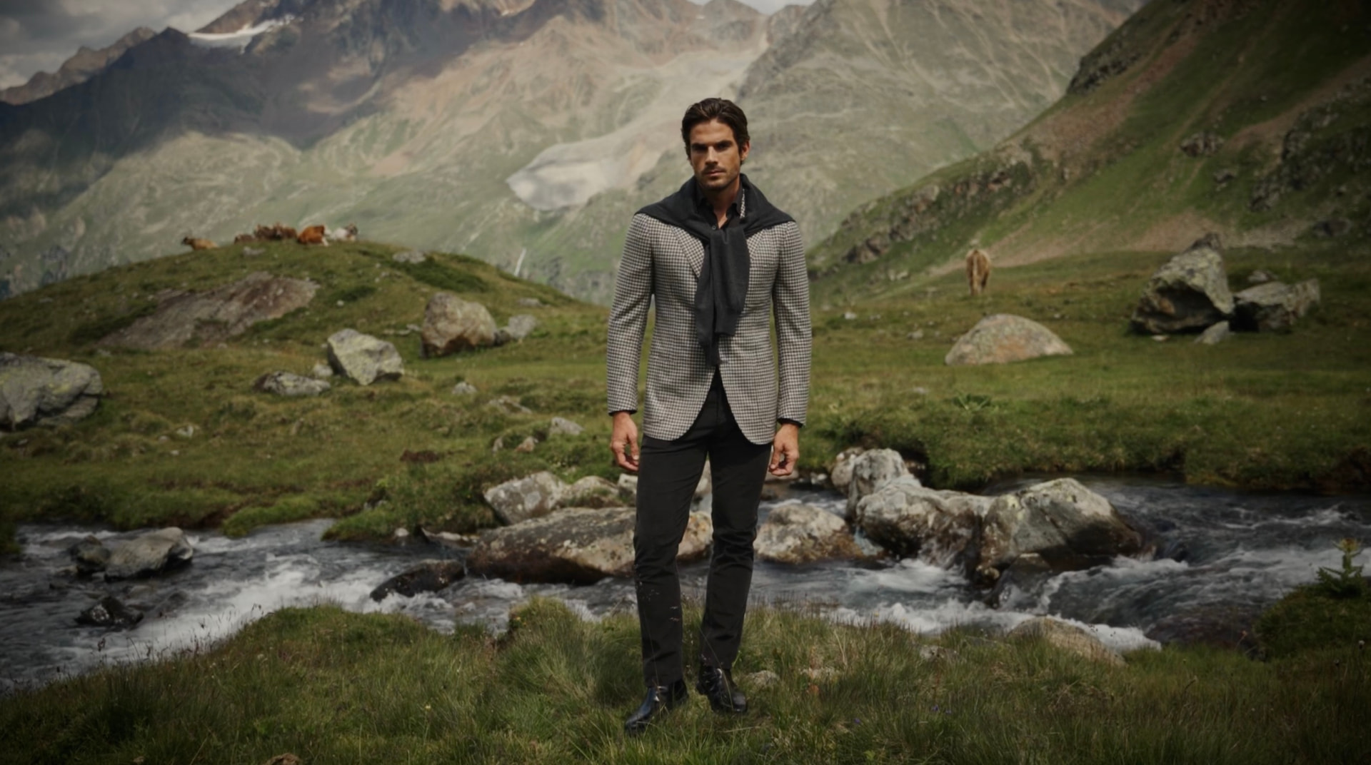 Fashion portrait in an alpine valley